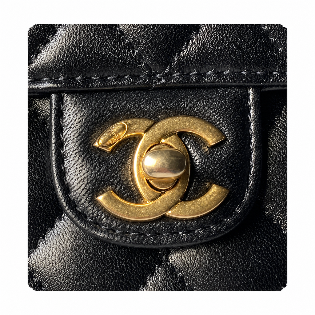 Chanel Classic Quilted Vertical Flap Bag | CC Turn-Lock Chain Strap — 23cm