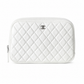 Chanel CC Quilted Mini Vanity Case Bag | Beige & Gold Chain — 21cm
